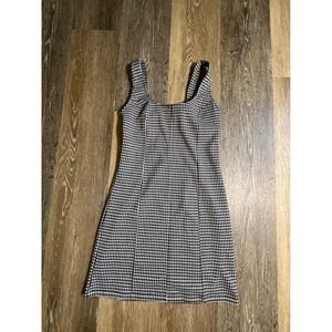 SO Houndstooth Mini Dress Womens XS Black White Excellent Cutout Back A-Line